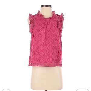 Anthropologie Hot Pink Eyelet Blouse Size 0